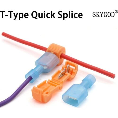 10 Sets T Shape Quick Splice Electrical Wire Connectors Crimp Terminals Block Lock For Sq 0.5-4mm 22-17AWG/15-13AWG/13-10AWG
