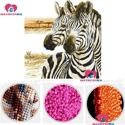3d beads embroidery zebra beadwork crafts beaded cross-stitch pattern home decro accessories pearl embroidery Partial embroidery