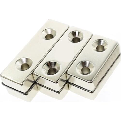 5pcs Double Hole Block Countersunk Square Neodymium Magnet Rare Earth Powerful Magnets N35