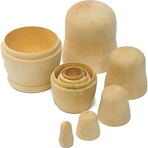 5pcs Blank Wooden Embryos Russian Nesting Dolls Toys Unpainted Matryoshka Doll DIY Paint Skill Training Toys For Children Gifts