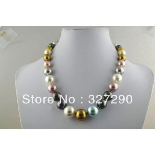 5pcs high quality 10~16mm Mix color shell pearl graduated round beads fashion women necklace