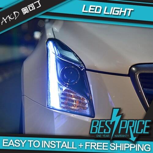 AKD tuning cars Headlight For Cadillac ATS-L ATS L Headlights LED DRL Running lights Bi-Xenon Beam Fog lights angel eyes Auto