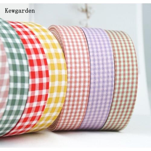 Kewgarden DIY Hair Bow tie Accessories Fabric Layering Cloth Plaid Ribbons 1-1/2" 1" 3/8" 10 25 38mm Handmade Tape 10 Yards