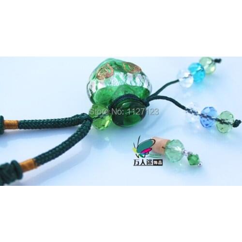 Free shipping !!5pcs Murano green glass diffuser essential oil bottle necklace,perfume jewelry necklace,Aroma bottle necklace