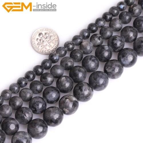 Natural big hole Black Larvikite stone Beads for Jewelry making strand 15'' Semi precious Gem stone bracelet necklace making
