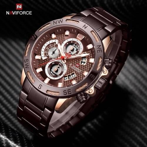 NAVIFORCE Gold Business Man Watches Fashion Luxury Quartz Watch For Men Military Sport Waterproof Male Clock Relogio Masculino