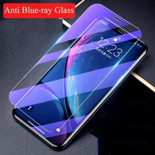 For iPhone SE 2020 Glass For Apple iPhone 12 11 Pro Max X XR XS Max Anti Blue Purple Protective Tempered Glass Screen Protector