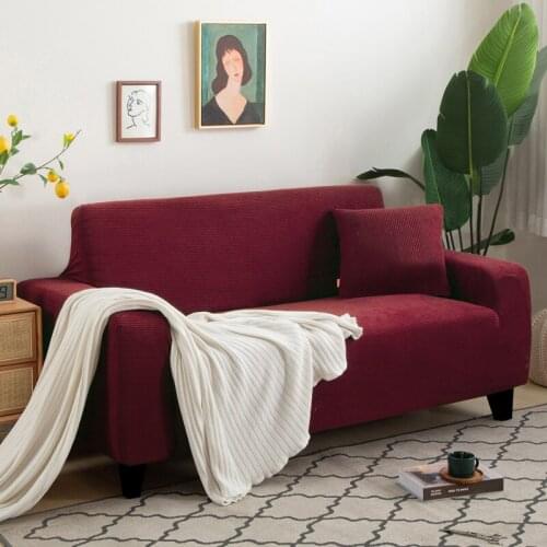 Elastic Super Soft Slipcover Solid Color Stretch Living Room Sofa Cover for Sectional L-shaped Sofa 1/2/3/4 Seat