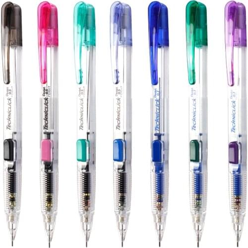 10pcs Japan Pentel Techniclick Side Knock Push-out Mechanical Pencils 0.5/0.7mm Stationery School Writing Supplies PD105T/107T