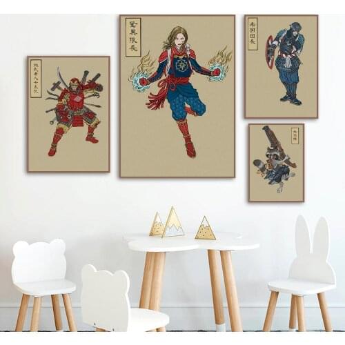 Japanese Canvas Painting Wall Art The Avengers Samurai Thanos Iron Man Ninja Posters And Prints Pictures For Living Room Decor