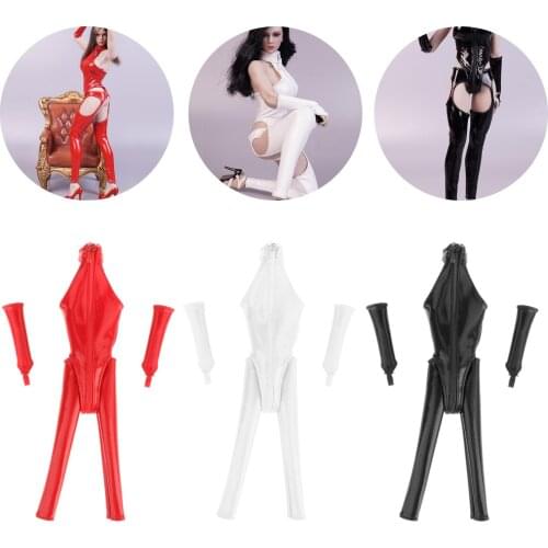 1/6 Scale Womens PU Leather Jumpsuit Tights for Kumik 12inch Action Figures Body Clothing Accs
