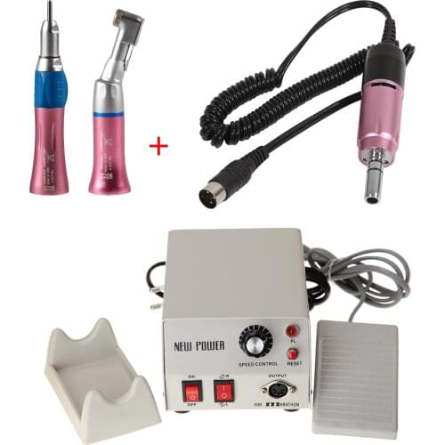 Micromotor Dental Dentist Polisher N2+Pink Contra Angle & Straight Nosecone+35,000 rpm Electric Micro Motor