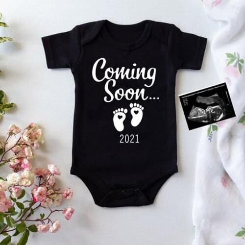 My Baby Comming Soon 2021 Baby Clothes Women Pregnancy Announcement Cotton Newborn Body Baby Gift