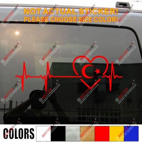 Love Turkey Turkish Flag Crescent Decal Sticker Car Vinyl Heart Beat EKG