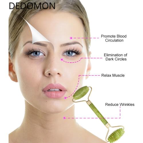 Jade Stone Facial Massage Roller For Face Eye Face Neck Natural Massager Guasha Scraper Thin Lift Beauty Slimming Tools Roller