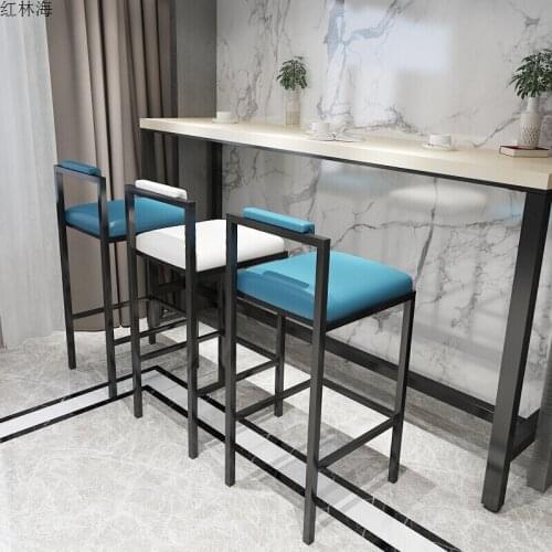 Nordic Modern Minimalist Bar Stool Bar High Stools Home Wrought Iron Coffee Shop Solid Wood Strip Table