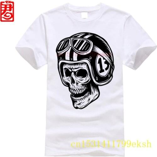New men shirt Motorcycle Biker Skull With Number 13 On The Helmet T