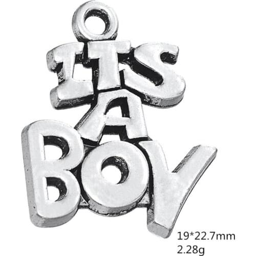 2021 New Zinc Alloy Charm For Jewelry Making New Baby Gift Word charms IT Is A Boy Diy Bracelet Necklace Woman Jewelry