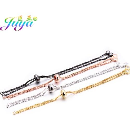 Supplies For Jewelry Wholesale Copper 2 Loops Adjustable Slider Chains Accessories For Women Fashion Charm Bracelets DIY Making