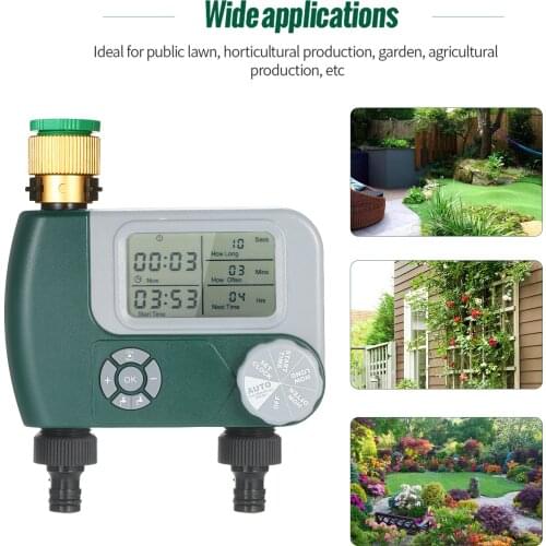 Battery Operated Automatic Watering Sprinkler System Irrigation Controller Programmable Digital Hose Faucet Timer with 2 Outlet