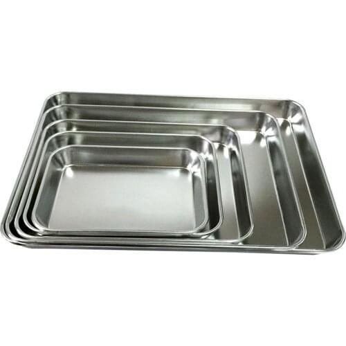 Rectangle Bakeware Oven Pan Cake Cookies Pizza Stainless Steel Baking Tray Plate Baking Dishes and Pans useful moule gateau