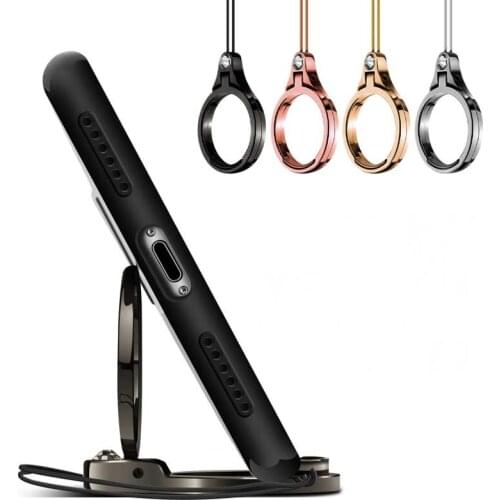 Luxury Lanyard For Keys Phones Strap Holder For iPhone X 8 7 Metal Finger Phone Stand holder USB Badge Holder DIY wrist straps