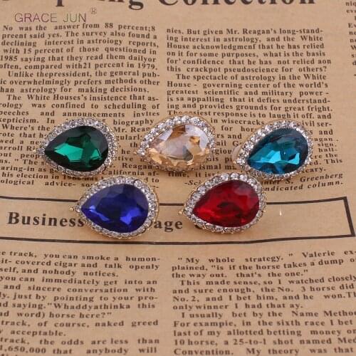 GRACE JUN Rhinestone Crystal Tear Drop Shape Clip on Earrings No Pierced for Women Wedding Luxury No Hole Earrings Anti-allergy