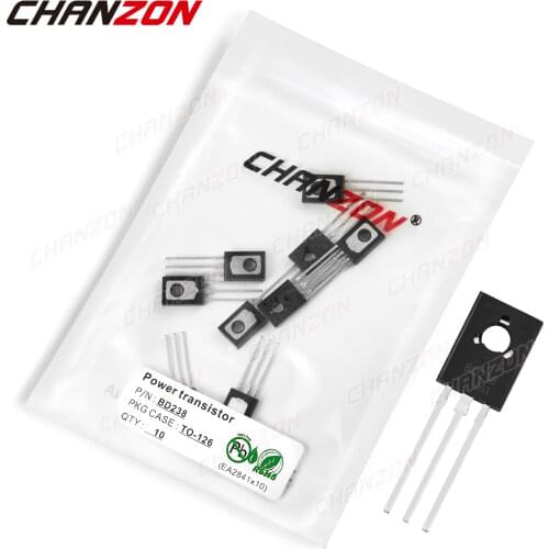 10Pcs BD238 TO-126 Power Transistor Bipolar Junction BJT Powerful Triode Tube Fets DIP -2A -100V Integrated Circuits
