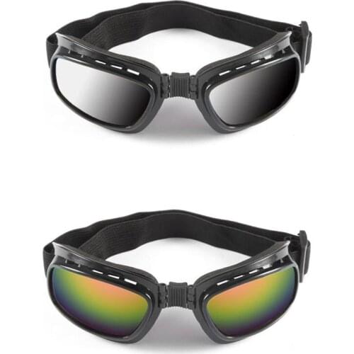Folding Vintage Motorcycle Glasses Windproof Dustproof Ski Goggles Off Road Racing Eyewear Glasses Adjustable Elastic Band