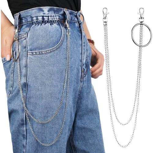 Styles Street Big Ring Pendant Key Chain Rock Punk Trousers Hipster Keychains Pant Jean Chains Hip Hop Trouser Decor Accessories