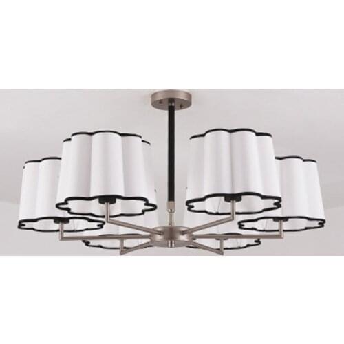 Modern Nickel Led Chandeliers Lighting Living Room Flower Fabric Led Pendant Chandelier Lights Dining Room Hanging Lamp Fixtures