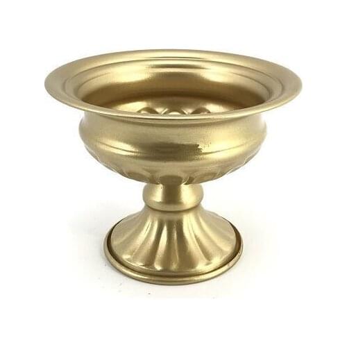 Western Style Metal White Vase For DIY Flower Arrangment Flower Vase Metal Bowl Container Desktop Vase - INDIGO