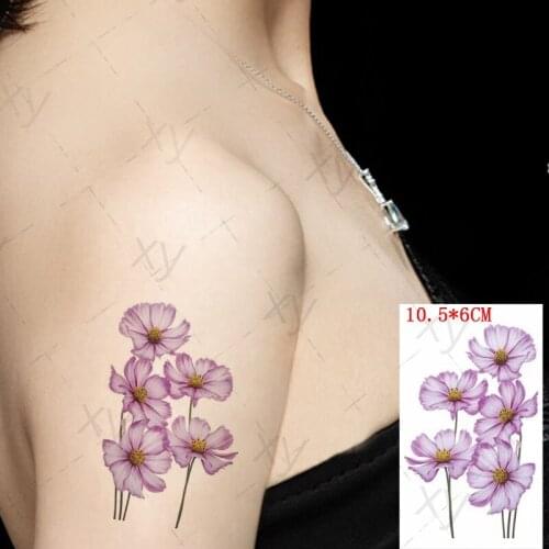 Waterproof Temporary Tattoo Sticker Pink Plant Flowers Small Cool Ins Body Art Flash Tatoo Fake Tatto for Woman Men Kid