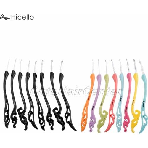 8pcs/lot Crochet Hook Needles 2.5-6mm Plastic handle TPR Aluminum Crochet Hooks Mixed color Knitting Tools set Hicello