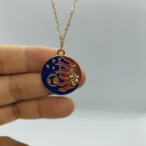 Yungqi New Fashion Round Sun Moon Star Pendant Necklace Chain Choker Factory Price Handmade Jewelry for Women collier femme