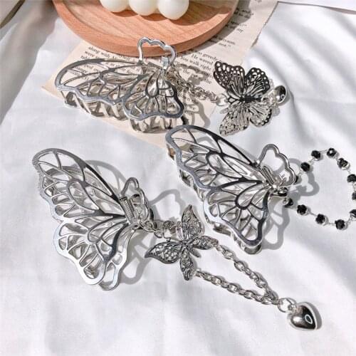 Styling Tool Love Heart Rectangle Hollow Long Tassel Chain Hair Clip Butterfly Hair Claw Crab Clips Hair Accessories
