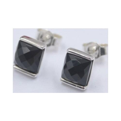 Pure 925 Sterling Silver Stud Earrings For Women with Natural Princess Onyx Earrings