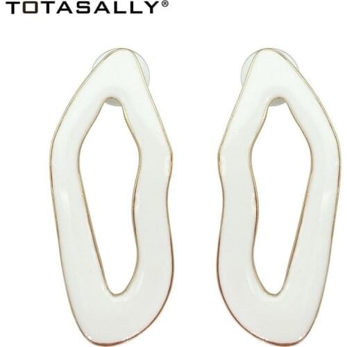 TOTASALLY Women Earrings Hyperbole Design Za Earrings Designer White Enamel Irregular Earrings Aretes mujer dropship