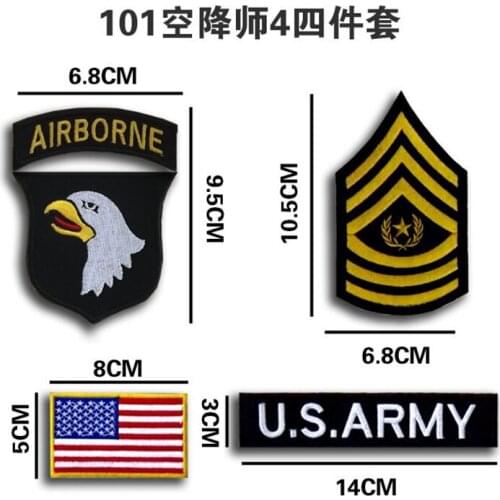1Set 5pcs Us 101st Airborne Division 3d Suit Embroidered Cloth Stickers Military Badges Armband Clothing Accessories