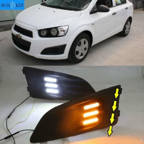 1 Set Car LED DRL Light Daytime Running Light Daylight With Turn Signal Lamp For Chevrolet Chevy AVEO Sonic 2011 2012 2013
