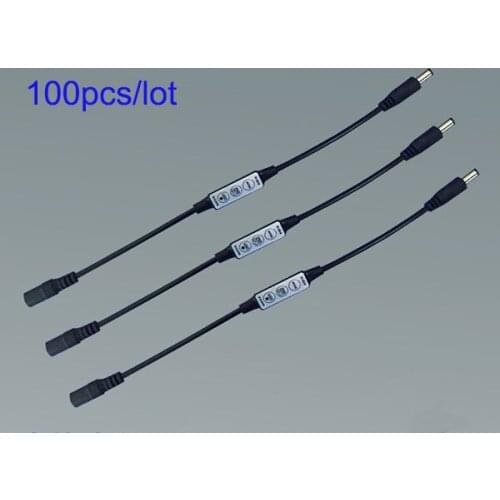 100pcs/lot DC 5V 12V 24V Mini 3 Keys Controller Dimmer For Single Color LED Strip Light 3528 5050 DC Head 5.5*2.1 Connect