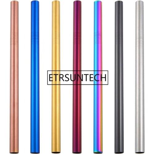100PCS Stainless Steel Straw 12mm Metal Drinking Bubble Straws Reusable Colorful Metal Drink Straws with 20pcs Cleaner Brush