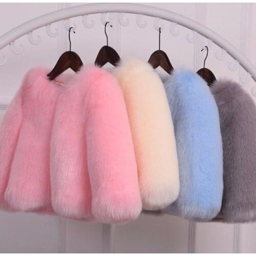 2021 Autumn Winter Girls Fur Jacket for Children Tops Clothes New Baby Kids Jackets Warm Thick Coat Girls Faux Fur Outwear D277