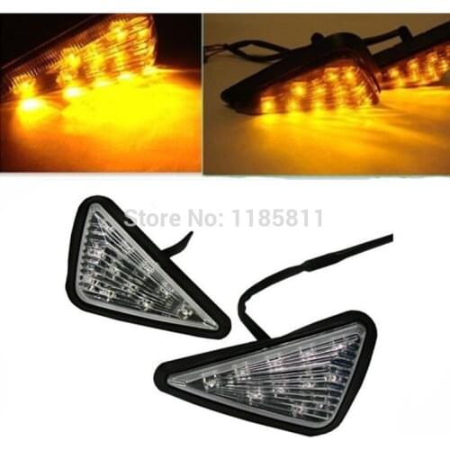 2x Motorcycle Accessories Amber LED Triangle Style Turn Signal Light Indicator Blinker Clear Lens For Honda Suzuki Yamaha