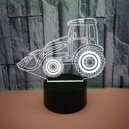 3D LED Night Light Exquisite Bulldozer with 7 Colors Light for Home Decoration Lamp Amazing Visualization Optical Illusion Awes