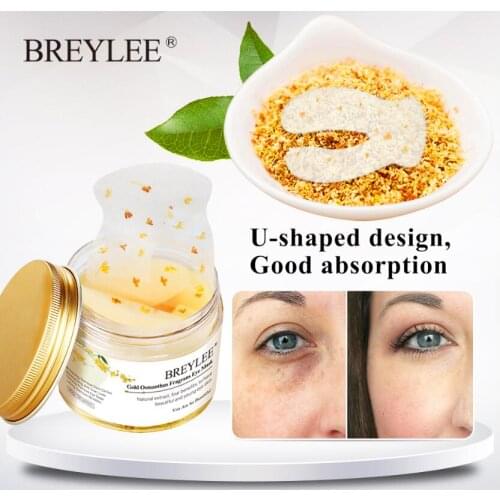 BREYLEE Gold Osmanthus Fragrans Eye Mask Collagen Gel Eye Patch Face Skin Care Remove Dark Circles Lifting Firming Serum 50pcs