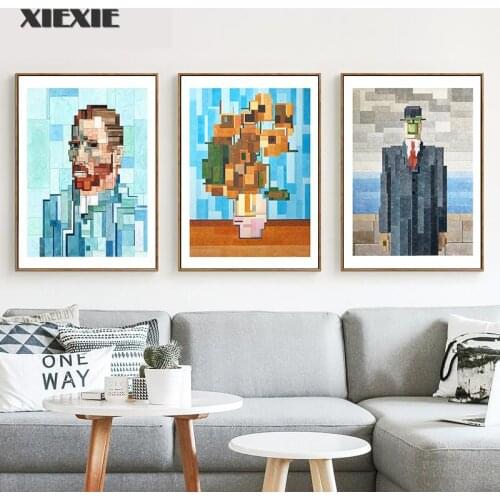 Abstract Figures Canvas Painting Nordic Style Sunflower Self-Portrait Poster Pictures Wall Art Print for Living Room Home Decor