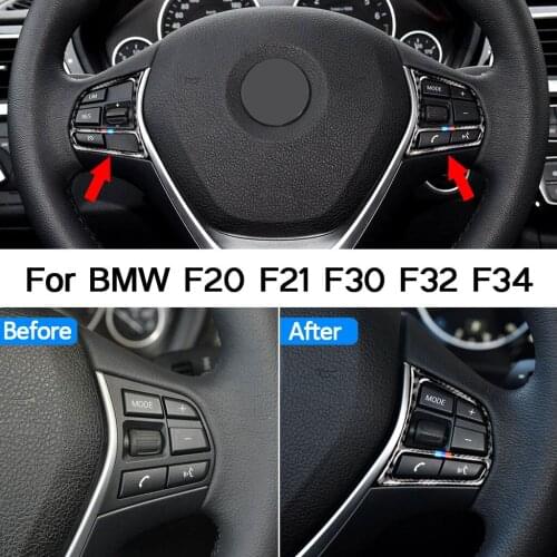 For BMW F20 F21 F30 F34 F32 Accessories Interior Carbon Fiber Auto Steering Wheel Buttons Frame Stickers Covers Trim Decoration