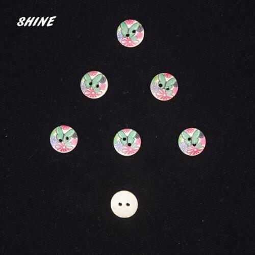 SHINE Wooden Sewing Buttons Scrapbooking Round Two Holes Butterfly 15mm 50PCs Costura Botones Decorate bottoni botoes