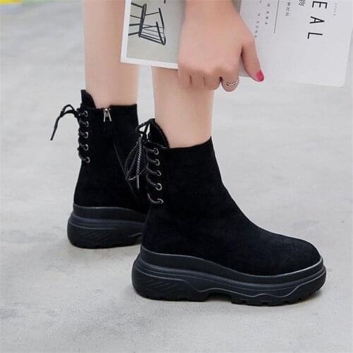 Women Wedges Demonia Snow Boots Goth Black Platform Korean Shoes Chunky Punk 2020 Autumn Winter Martin Ankle Boots Casual New